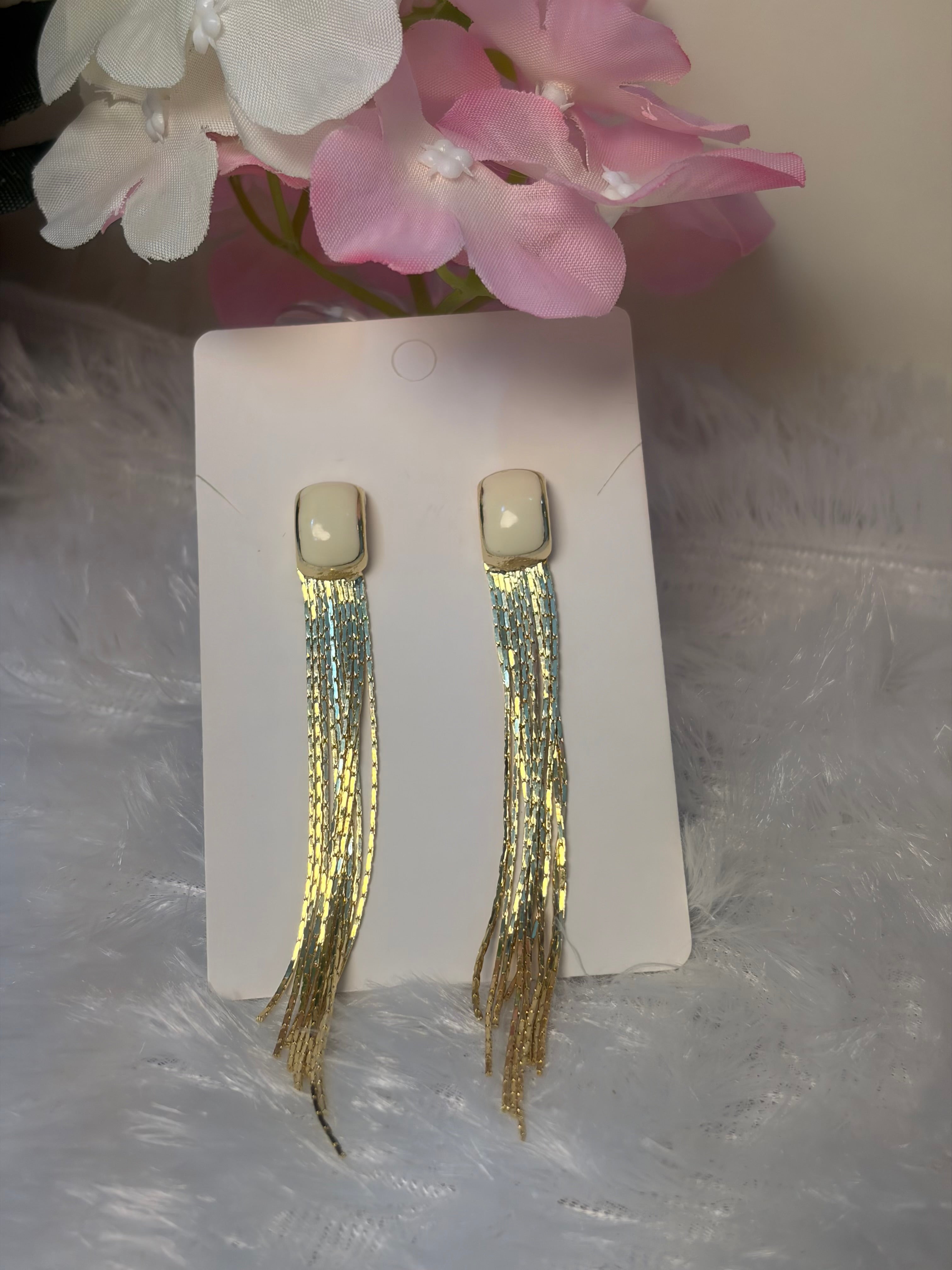 Gold-Plated Long Tassel Drop Earrings for Women