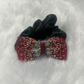 Luxury Black Satin Scrunchie with Rhinestone Bow Charm