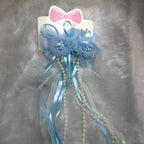 Floral Hair Clip with Long Ribbon Tassels and Pearls