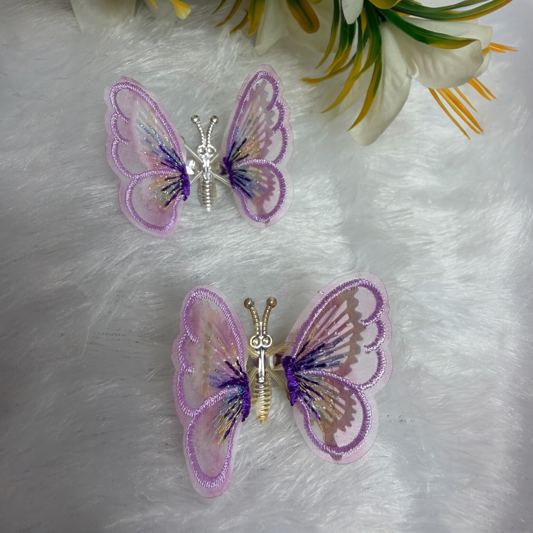 Butterfly Hair Clips -  Net Wing Kids Hair Accessories Combo (2 pcs)