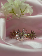 Sparkling Triple Floral Elegant Rose Gold & Diamond Flower Clip