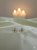 White Floral Porcelain-Style Studs