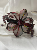 Ruby Mesh Blossom Barrette