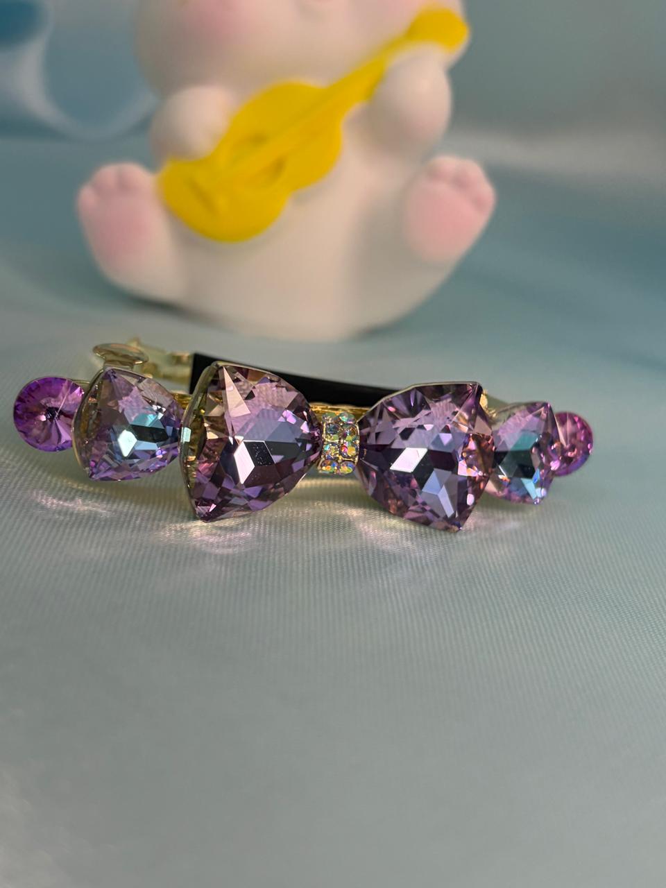 Iridescent Crystal Bow Hair Clip