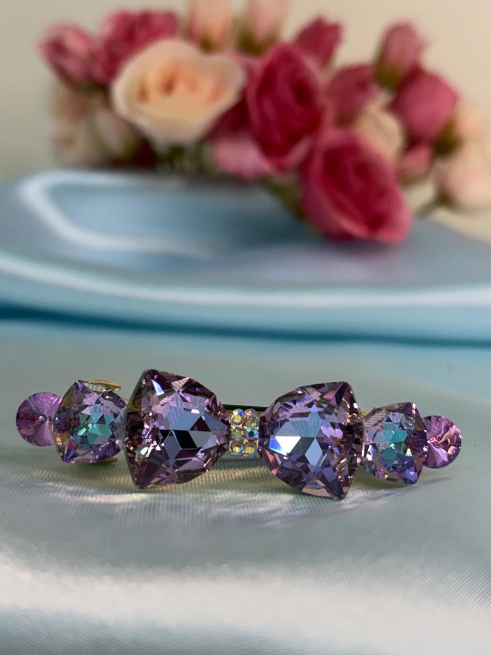 Iridescent Crystal Bow Hair Clip