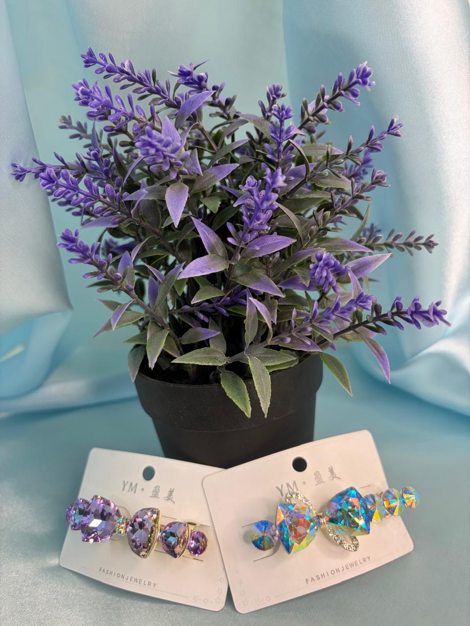 Iridescent Crystal Bow Hair Clip