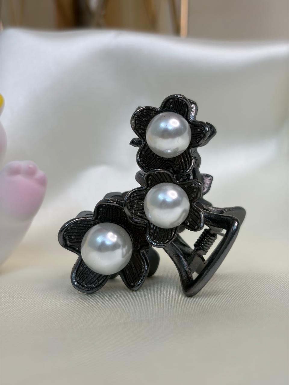 Antique Rose Gold Floral Pearl Hair Claw