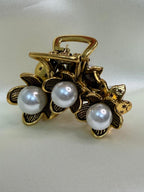 Antique Rose Gold Floral Pearl Hair Claw