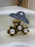 Antique Rose Gold Floral Pearl Hair Claw