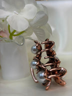 Antique Rose Gold Floral Pearl Hair Claw
