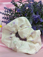 Soft Cotton Hair Tie with Purple Flower Print