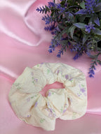 Soft Cotton Hair Tie with Purple Flower Print
