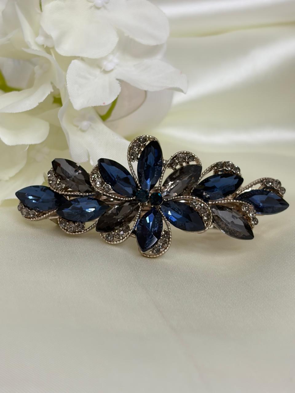 Sapphire Floral Barrette