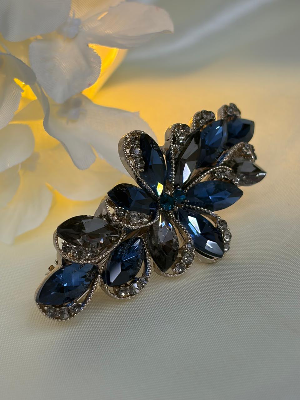 Sapphire Floral Barrette