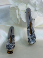 Azure Marble Barrettes