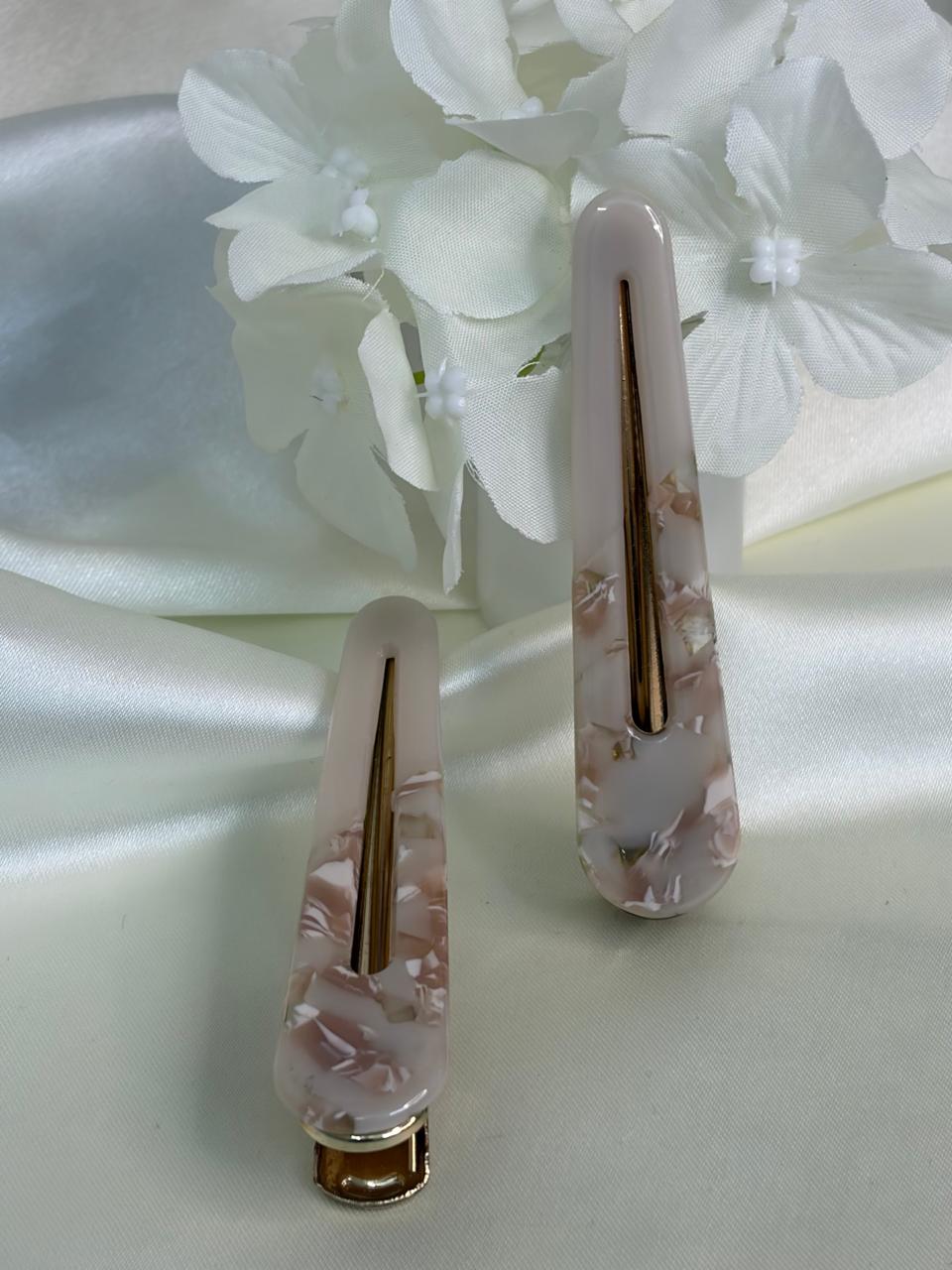 Azure Marble Barrettes