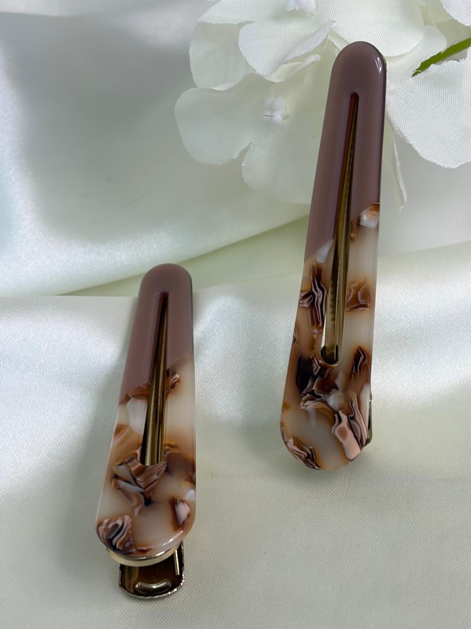 Azure Marble Barrettes