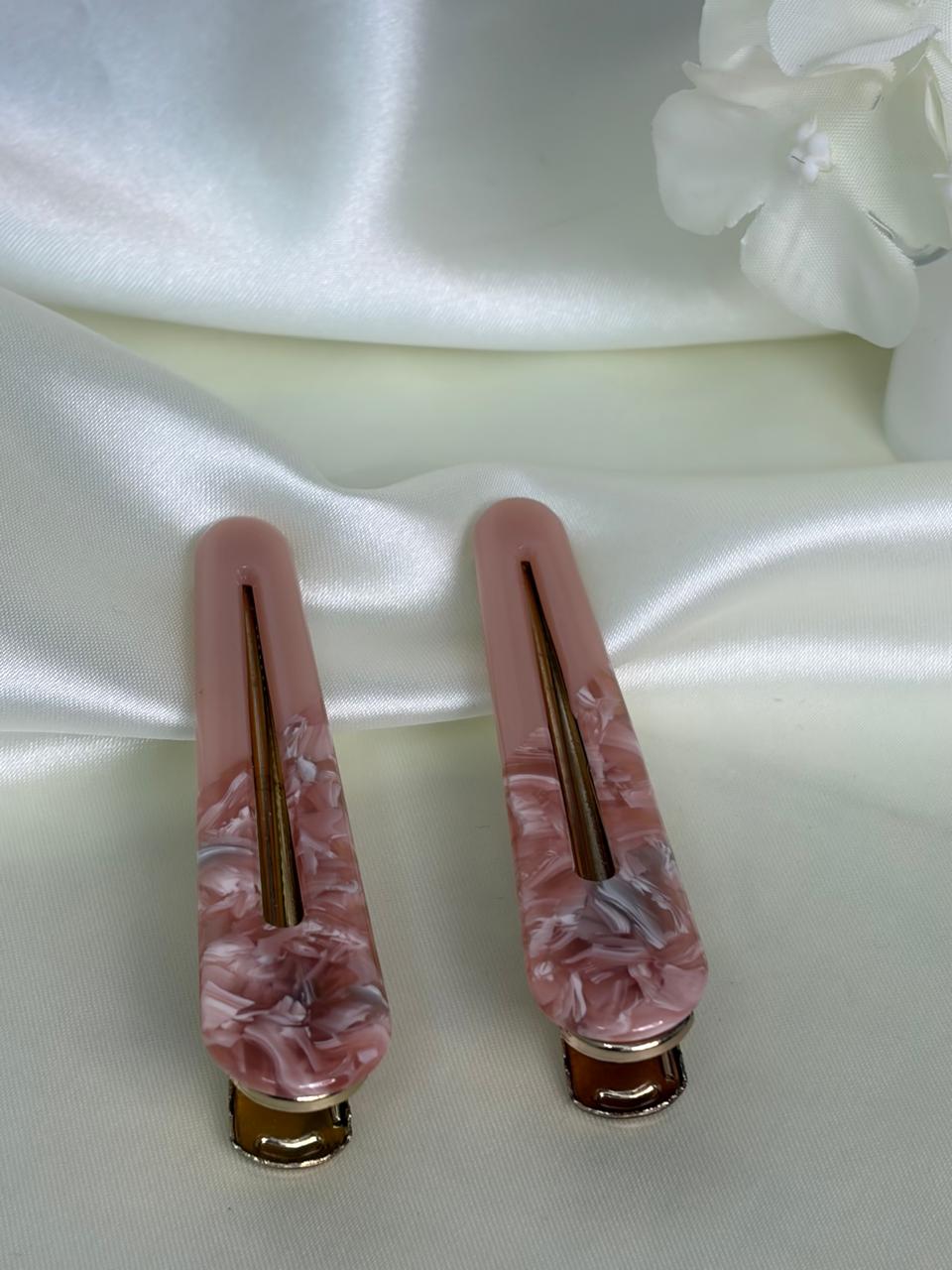 Azure Marble Barrettes