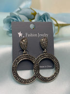 Oxidized Silver Hoop Earrings
