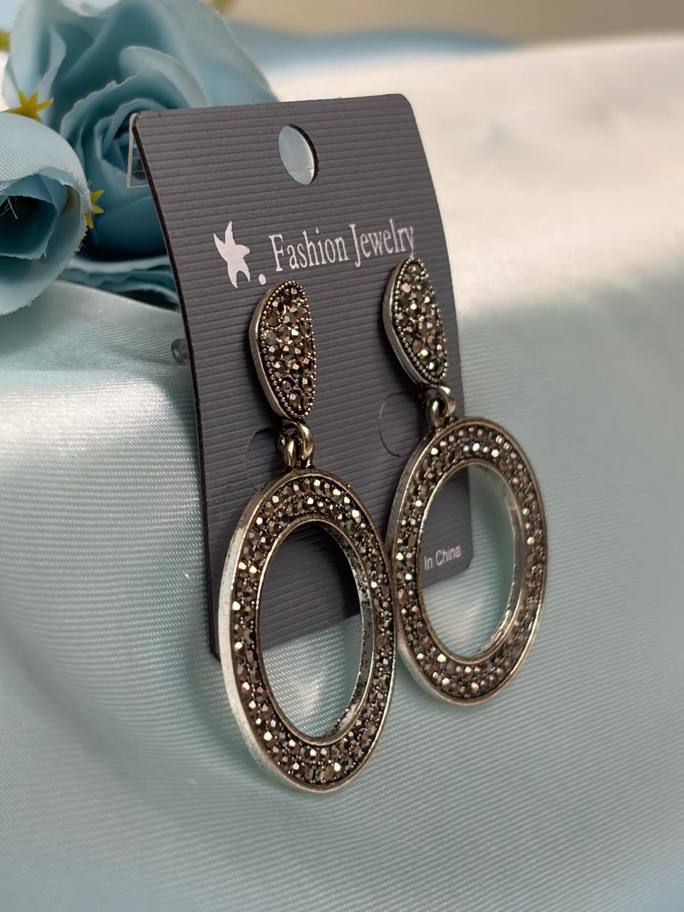 Oxidized Silver Hoop Earrings