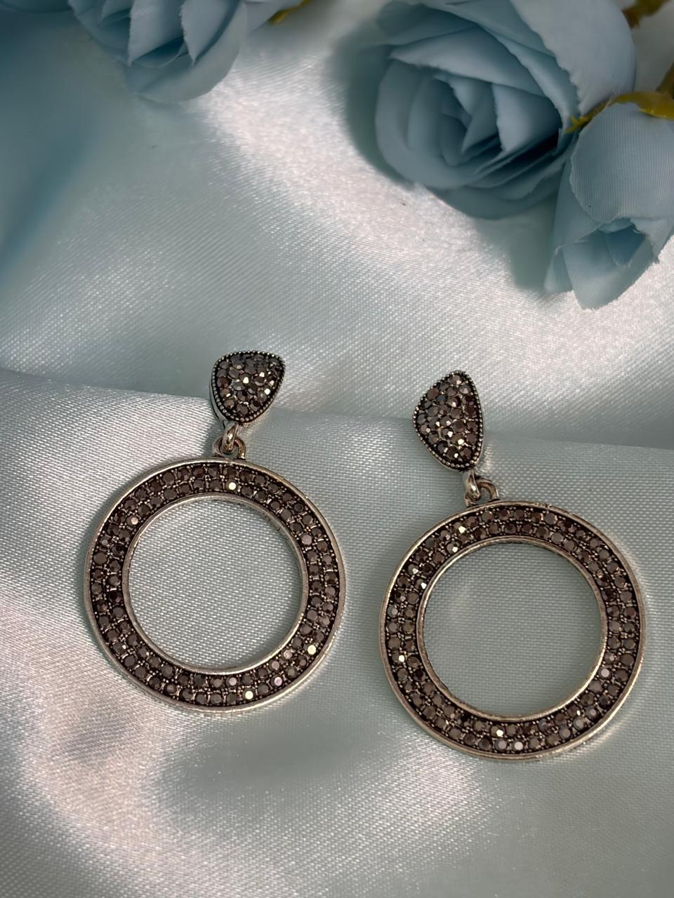 Oxidized Silver Hoop Earrings