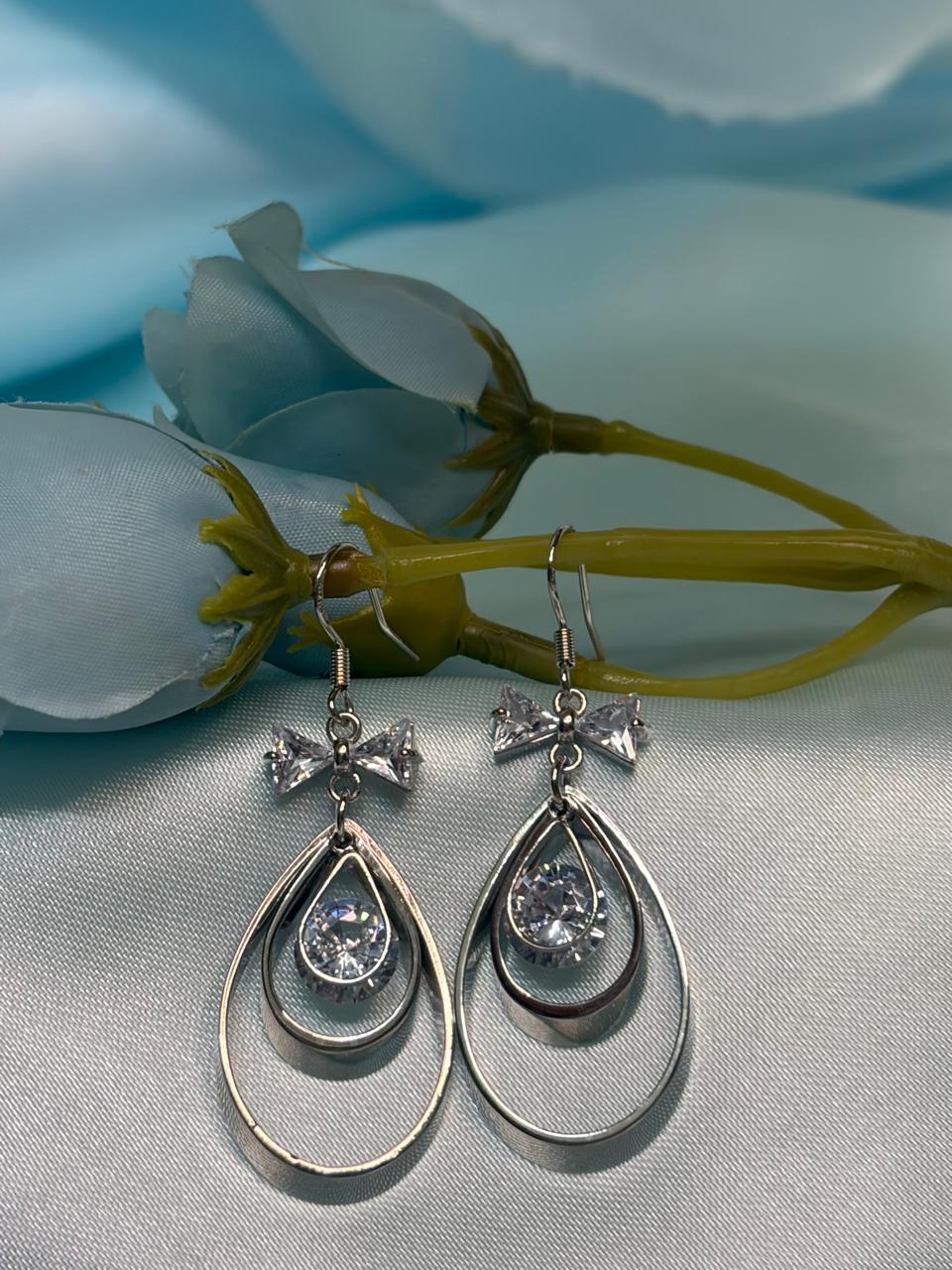 Silver Teardrop S-Hook Earrings