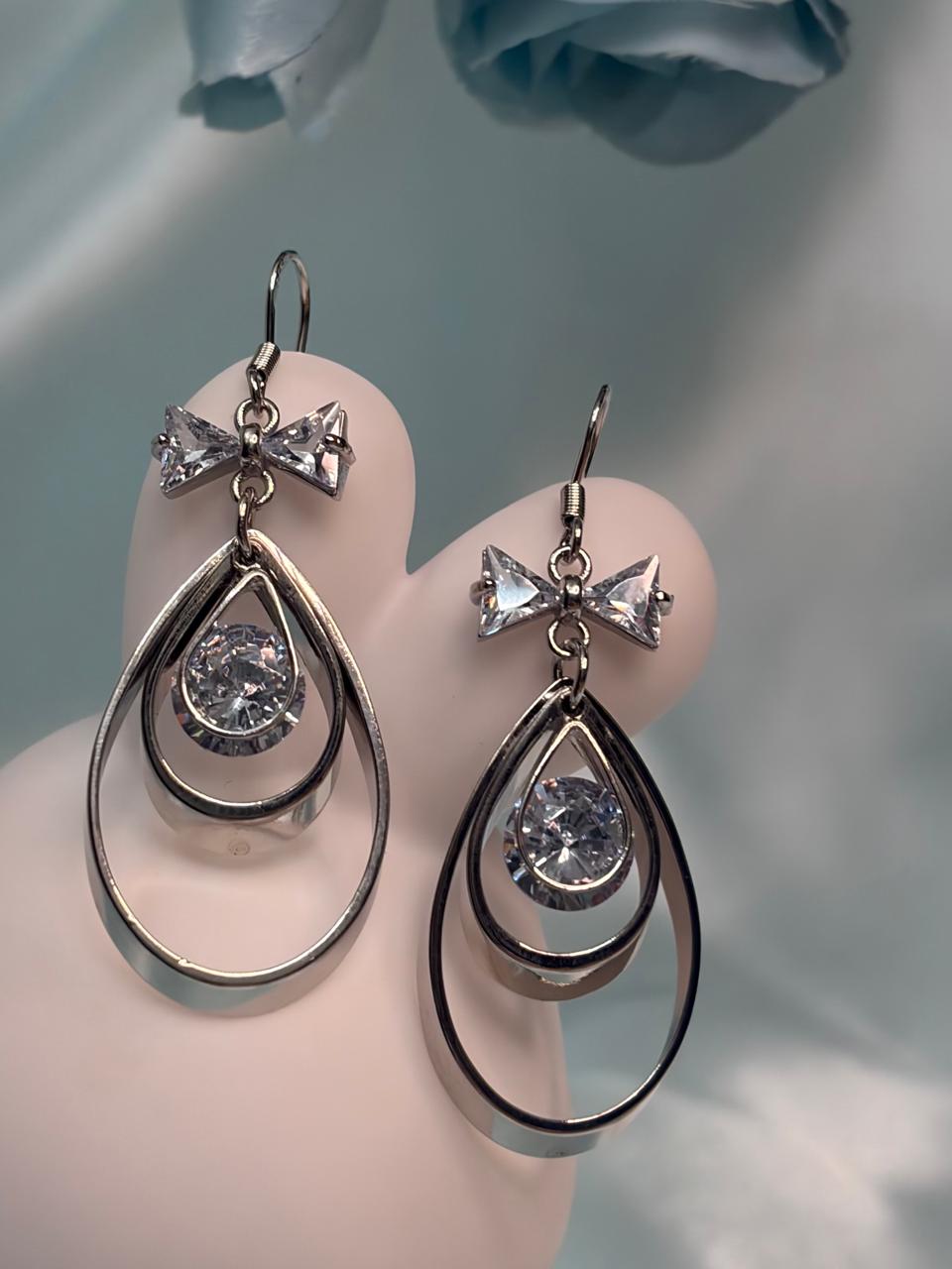 Silver Teardrop S-Hook Earrings