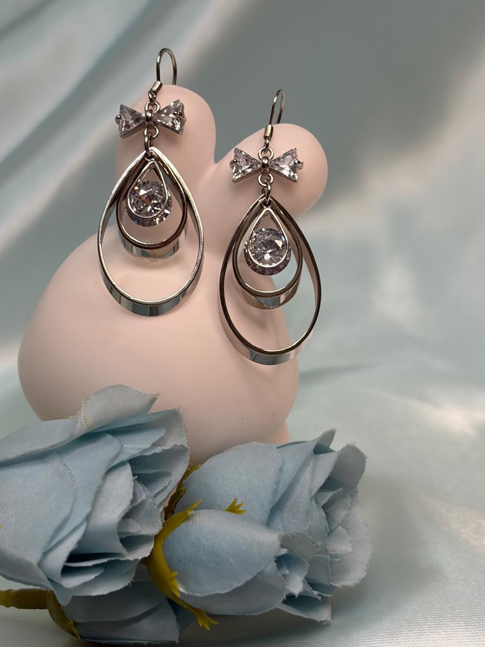 Silver Teardrop S-Hook Earrings