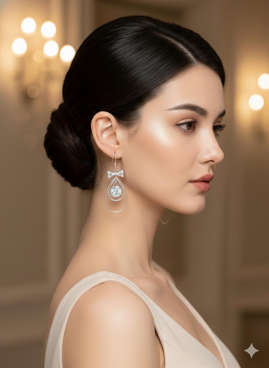 Silver Teardrop S-Hook Earrings