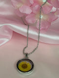 Real Pressed Flower Circle Pendant