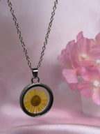 Real Pressed Flower Circle Pendant