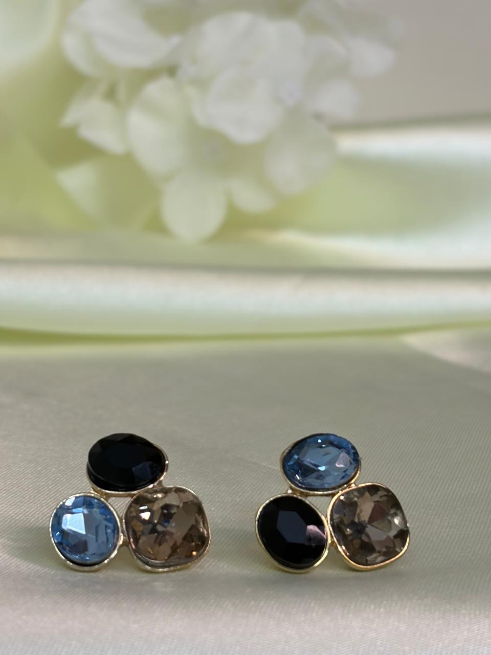 Tri-Color Crystal Cluster Studs