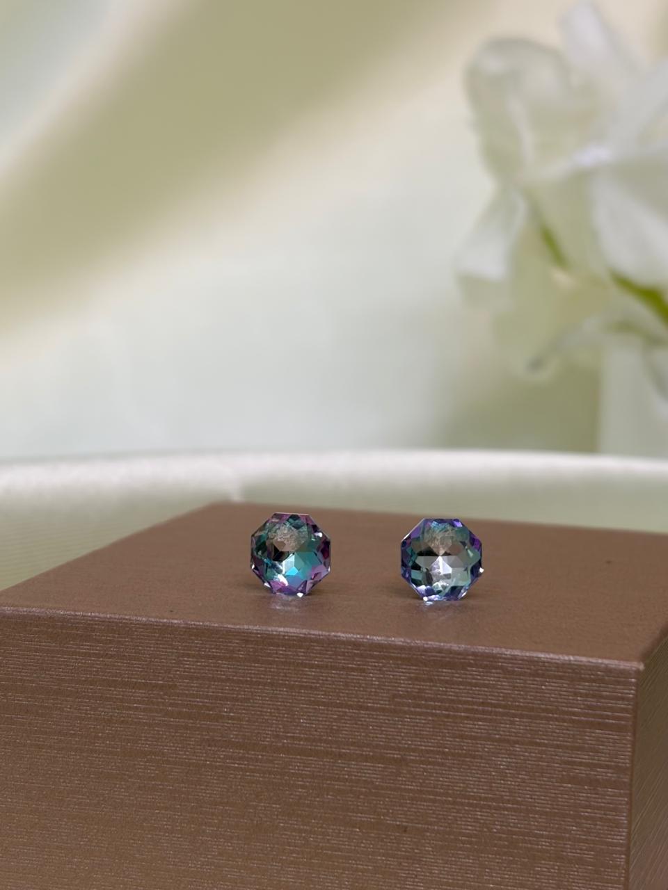 Iridescent Blue Crystal Earrings