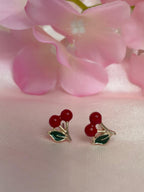 Cherry Enamel Stud Earrings