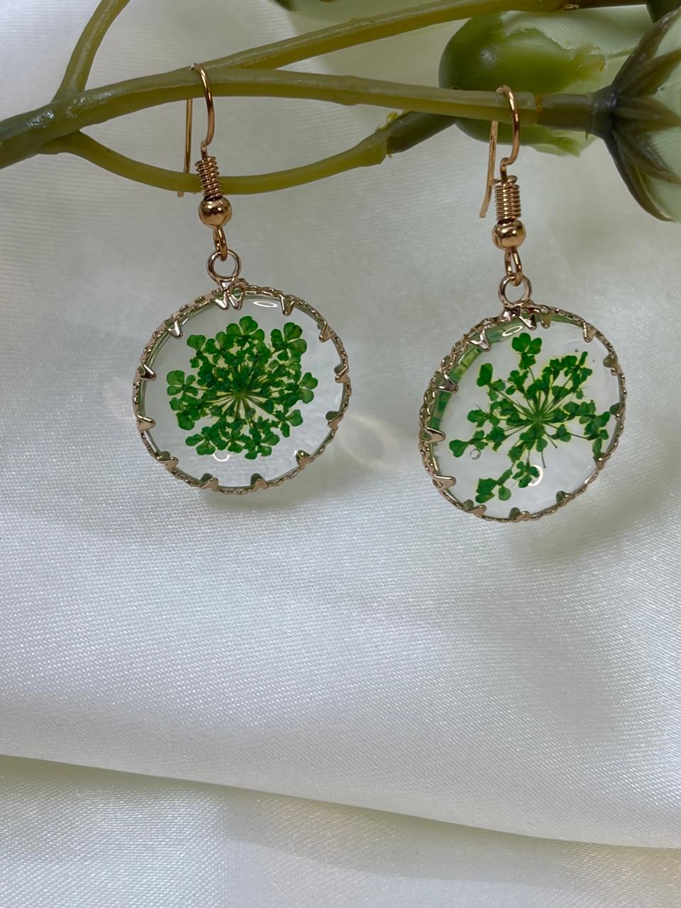 Real Pressed Green Botanical Dangles