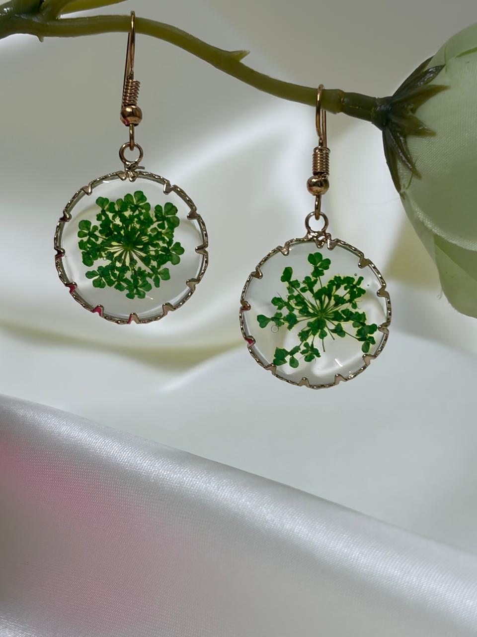 Real Pressed Green Botanical Dangles