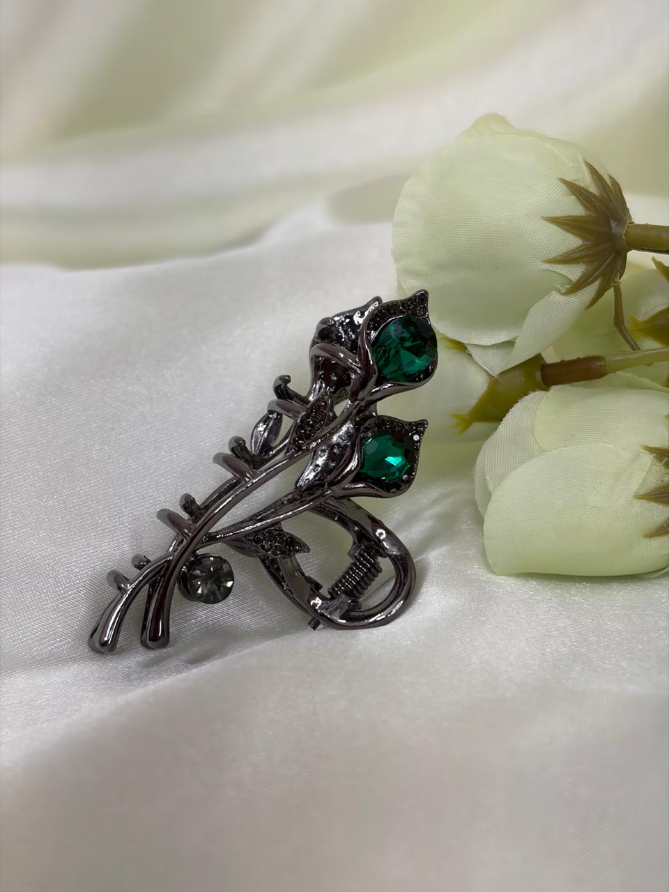 Luxury Vintage Floral Metal Claw Clip