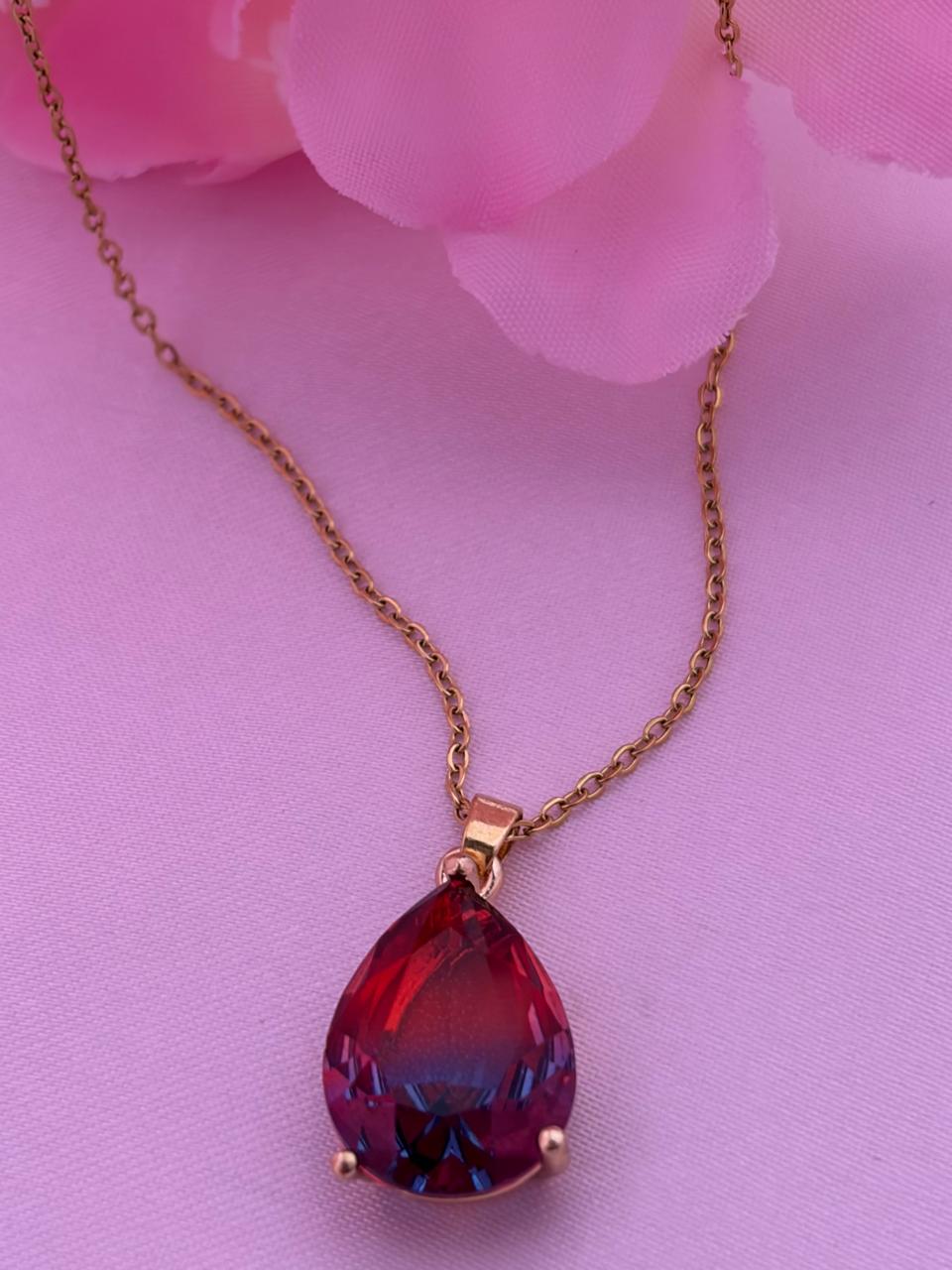 Teardrop Stone Pendant Necklace