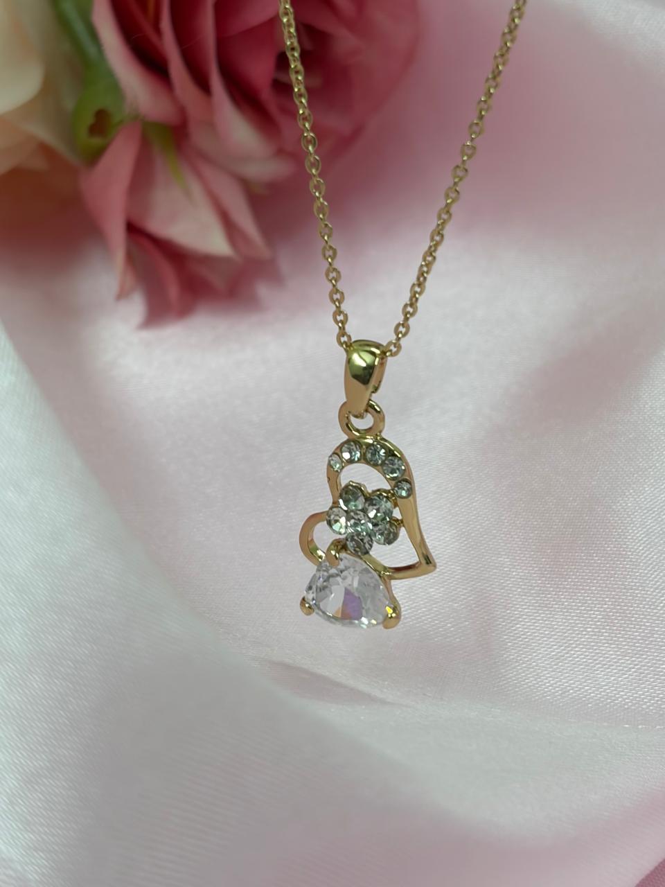 Heart Crystal Gold Plated Necklace