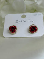 Rose-Themed Resin Stud Earring