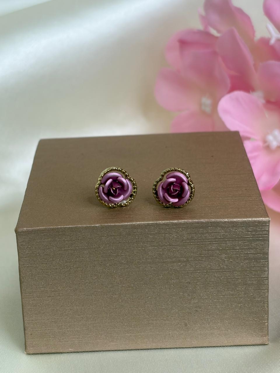 Rose-Themed Resin Stud Earring