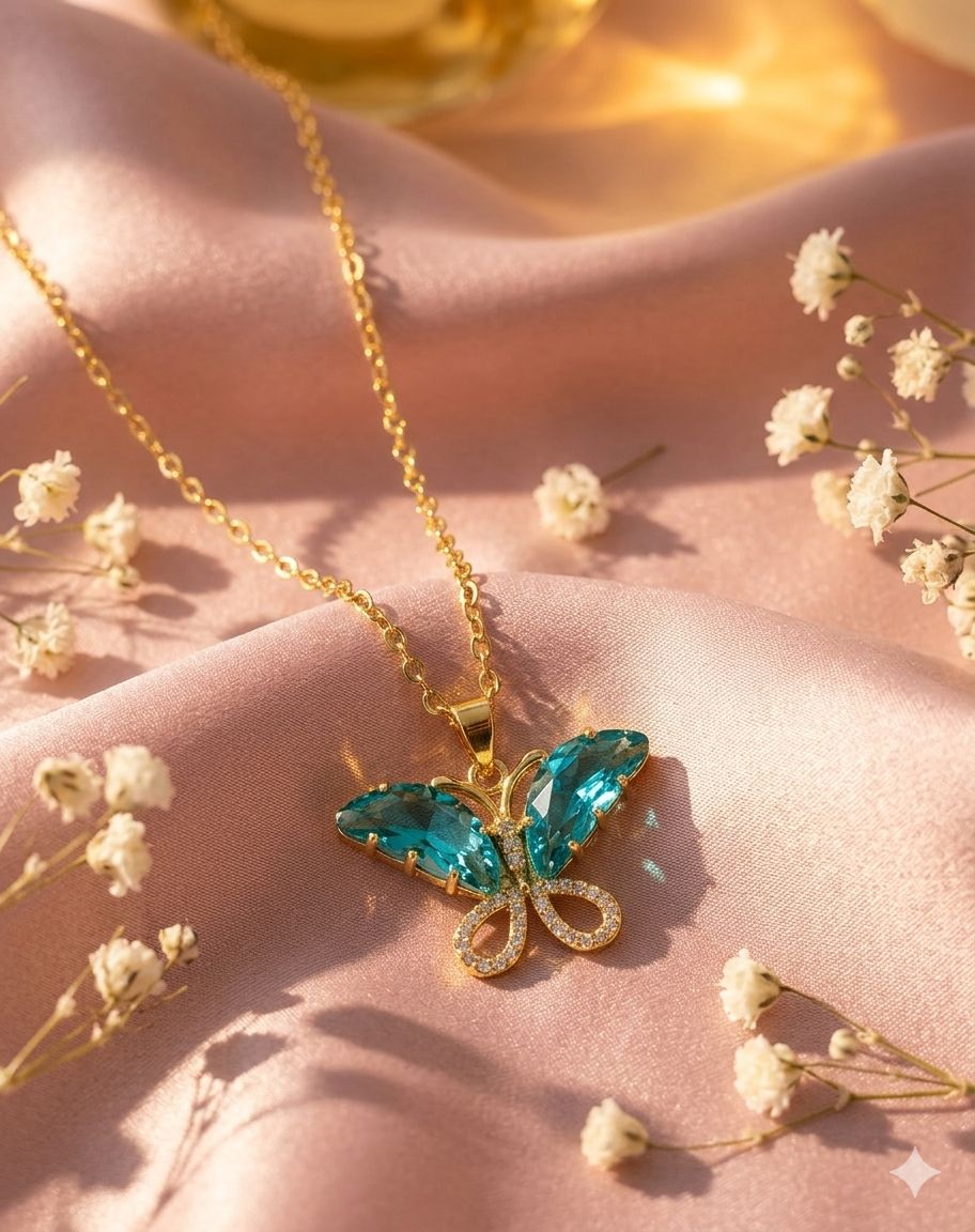 Butterfly Crystal Pendant Necklace