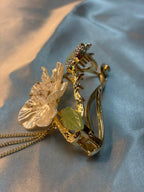 Floral pearl snap hair clip