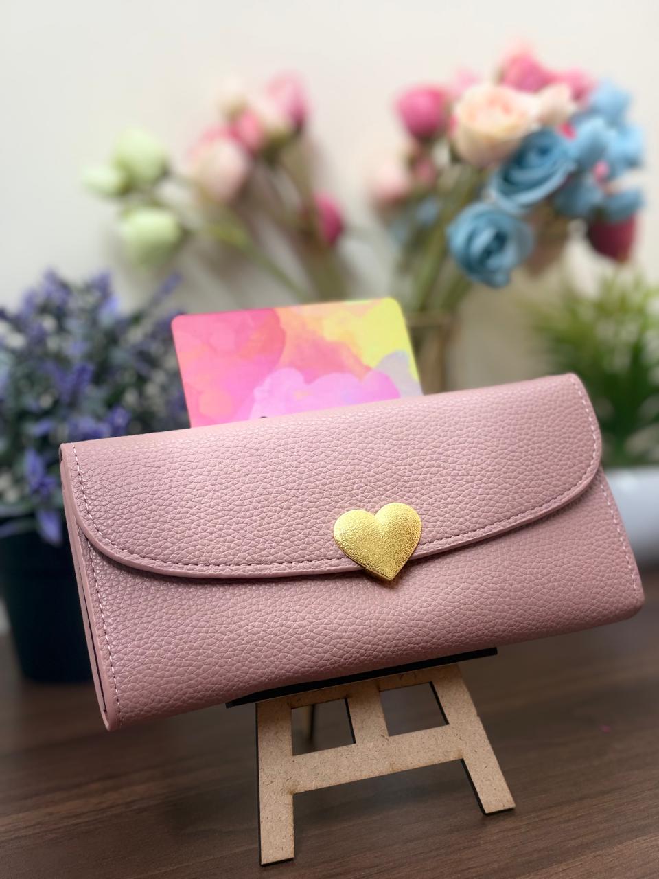 3 Pcs Women’s Pink Wallet Set – Card Holder, Coin Purse & Zip Pouch Combo