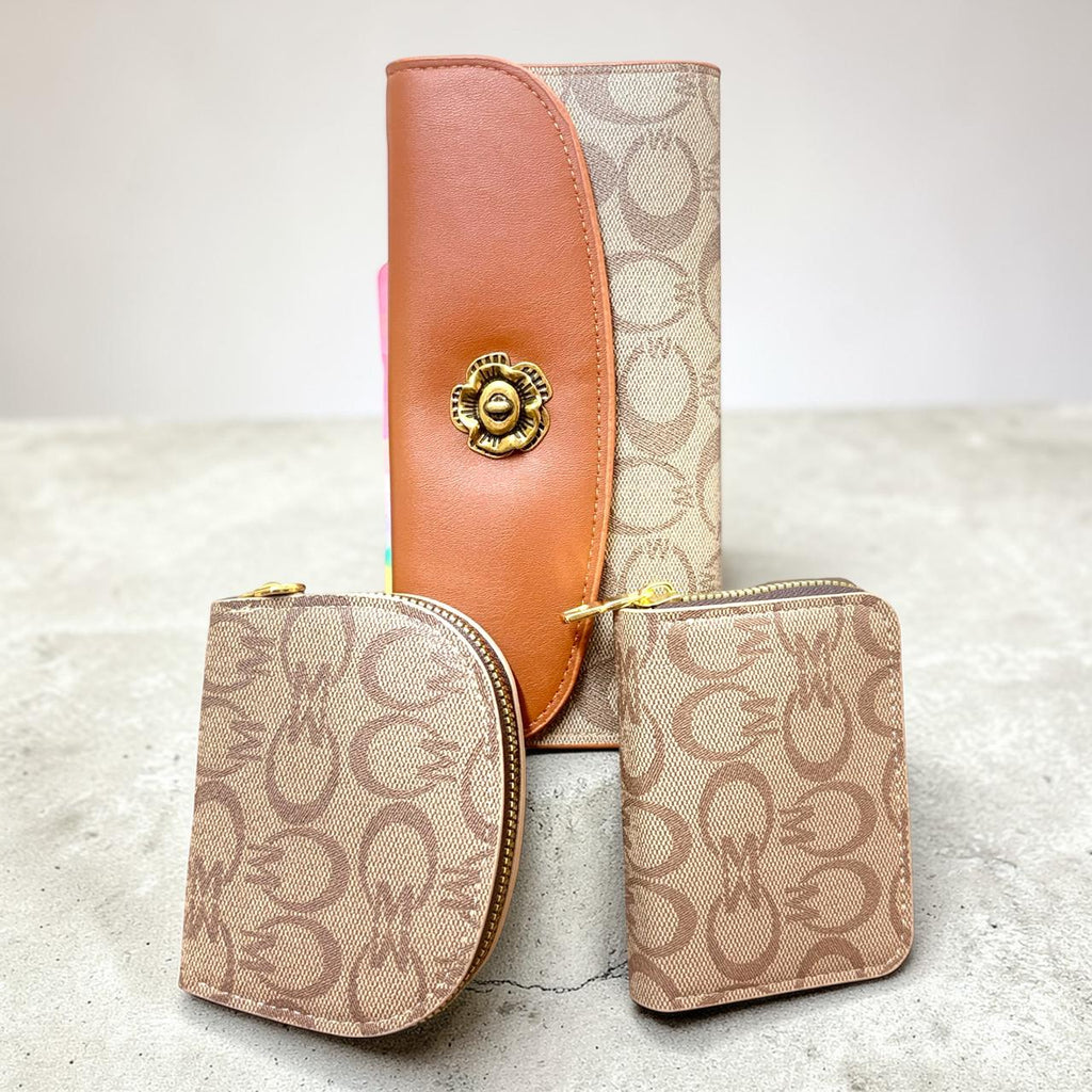 Elegant Women’s 3-Piece Wallet Combo Set – Designer Long Clutch Wallet with Zip Coin Pouch & Mini Card Holder | Premium PU Leather Ladies Purse Set