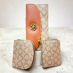 Elegant Women’s 3-Piece Wallet Combo Set – Designer Long Clutch Wallet with Zip Coin Pouch & Mini Card Holder | Premium PU Leather Ladies Purse Set