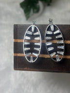 Silver-Tone Oval Drop Earrings with Crystal Studded Design | Party Wear Statement Earrings