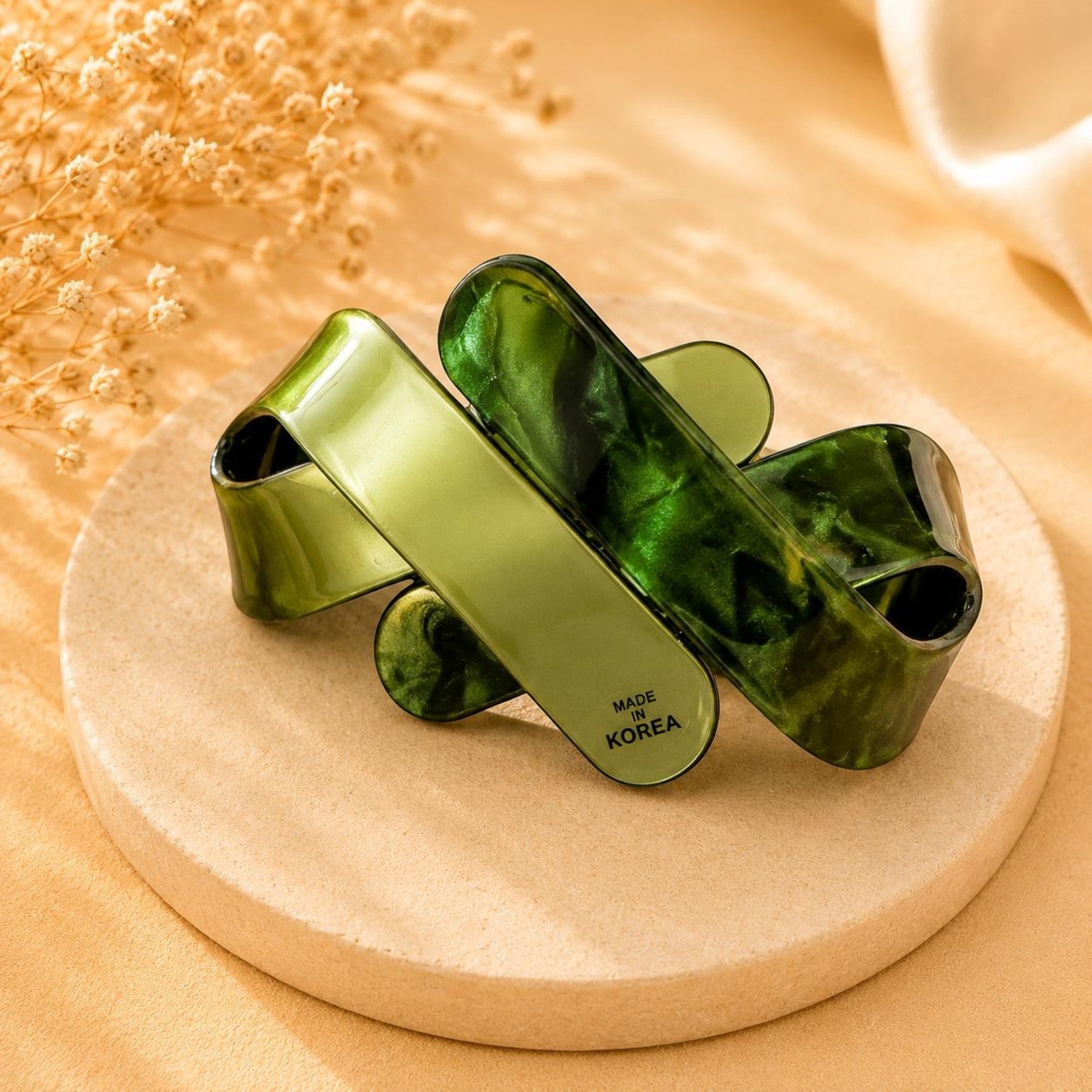 Olive Green Marble Hair Clip