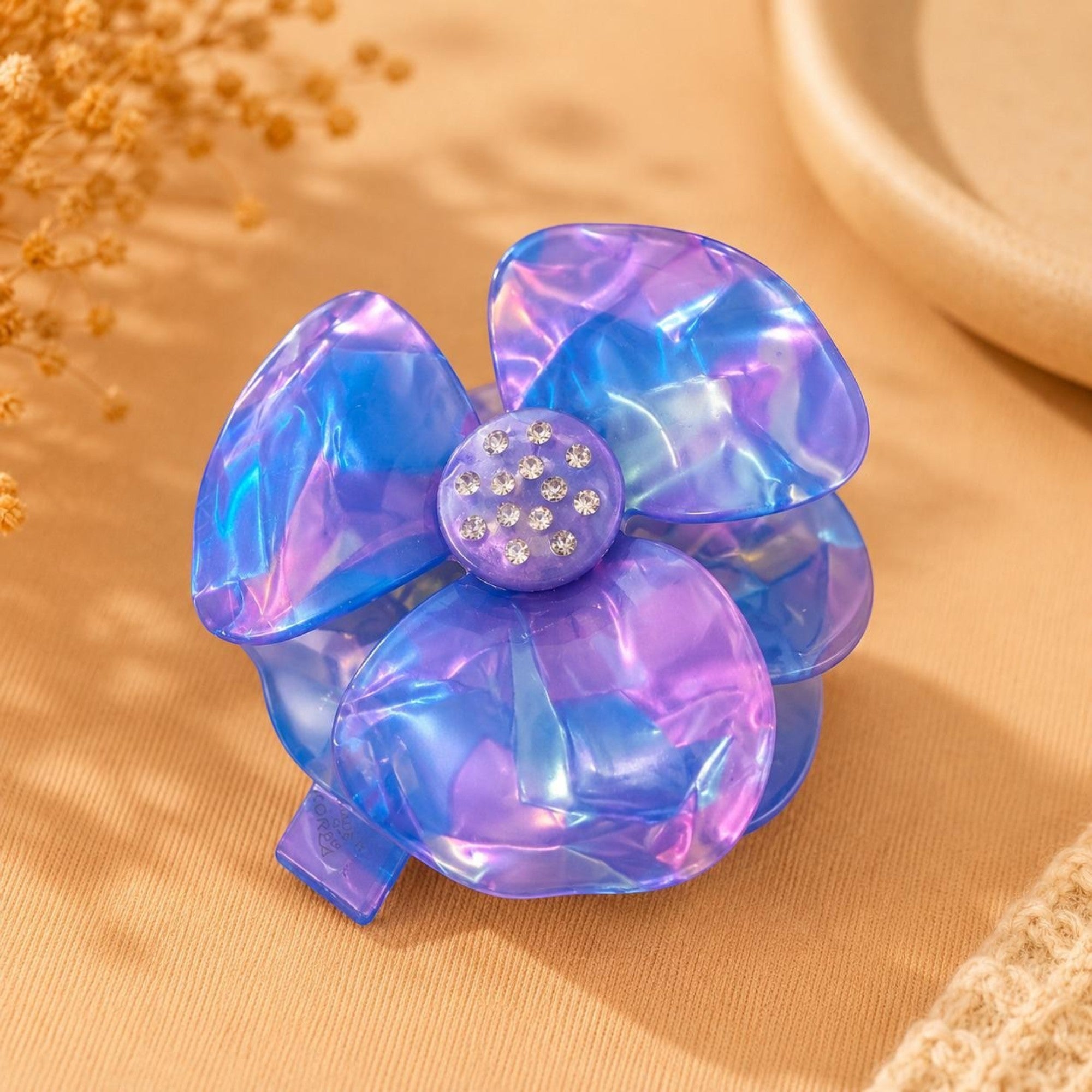 Premium Korean Iridescent Flower Hair Claw Clip