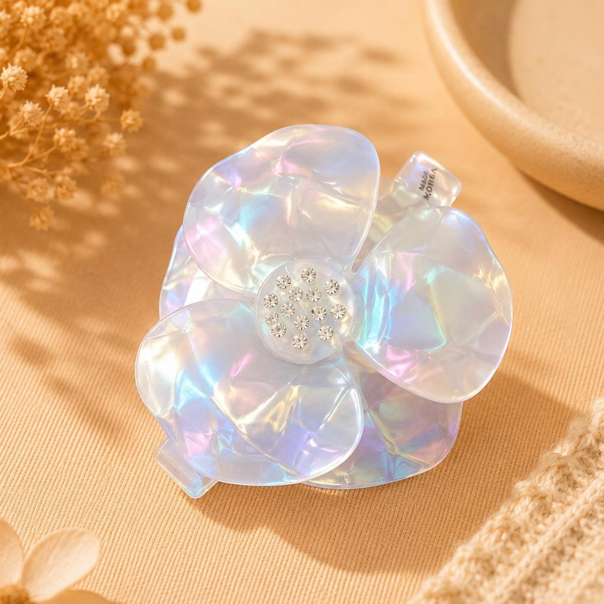 Premium Korean Iridescent Flower Hair Claw Clip